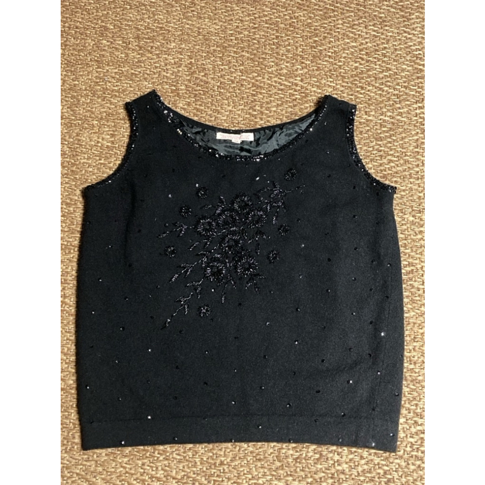 Vintage 1960’s VEST lambs wool - Angora Rabbit hair / Black Tank Top  Size 38